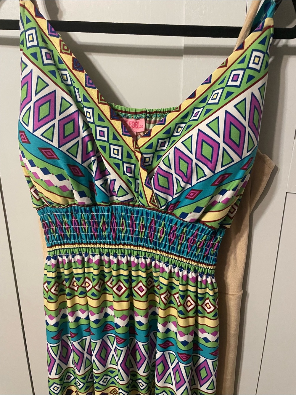 She's Cool Multicolor Geometric Print Top - Green, Purple, Blue